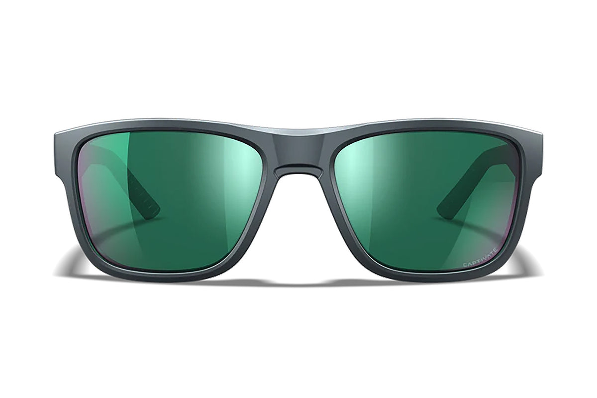 Wiley X AC6OVN17 Ovation Ballistic Sunglasses – Green Mirror Lens, Dark Gray Polycarbonate Frame