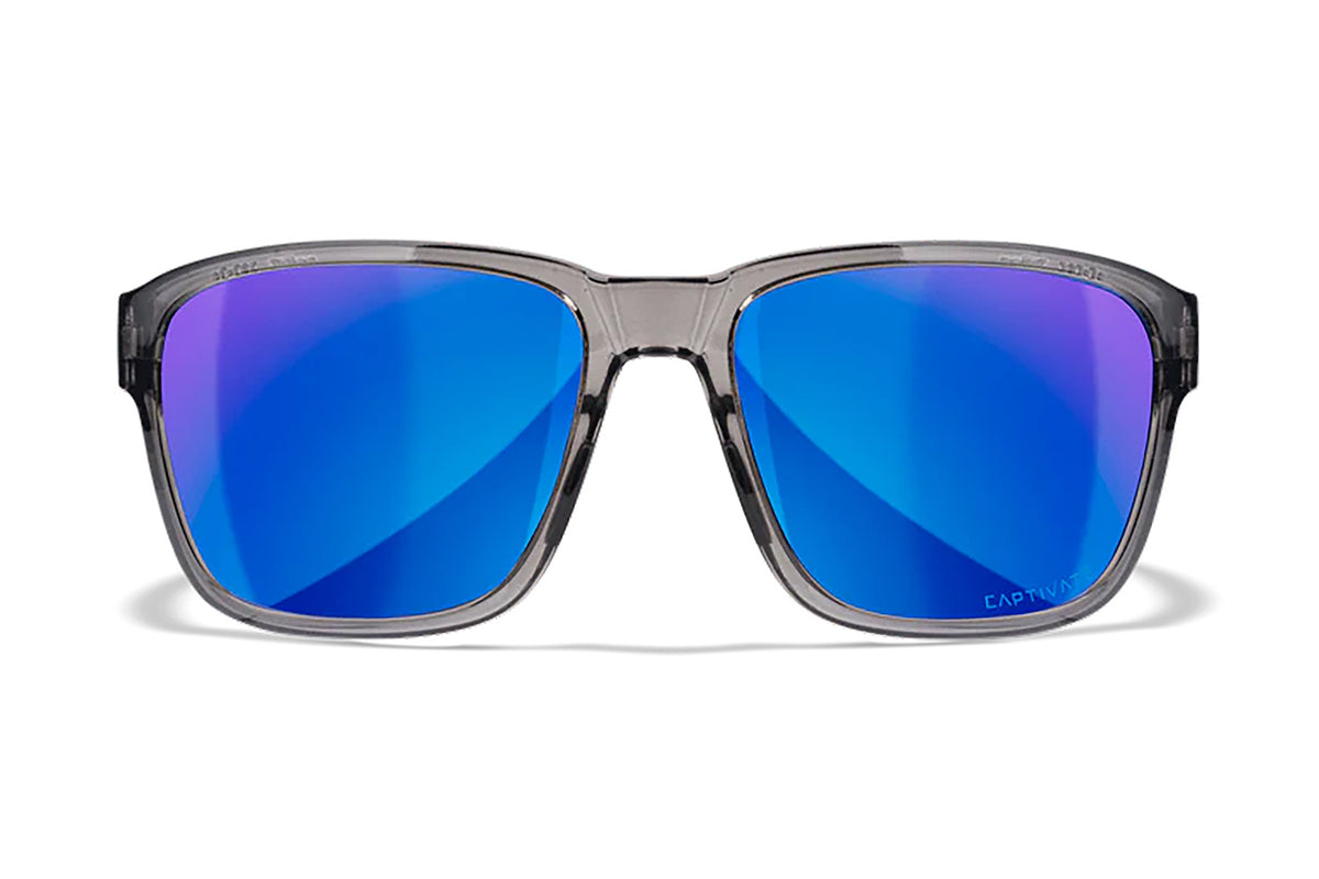Wiley X AC6TRK09 Trek Ballistic Sunglasses – Blue Mirror Lens, Crystal Dark Gray Polycarbonate Frame