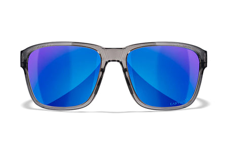 Wiley X AC6TRK09 Trek Ballistic Sunglasses – Blue Mirror Lens, Crystal Dark Gray Polycarbonate Frame