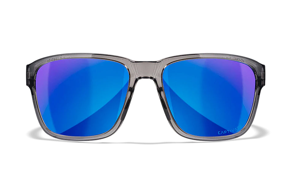 Wiley X AC6TRK09 Trek Ballistic Sunglasses – Blue Mirror Lens, Crystal Dark Gray Polycarbonate Frame