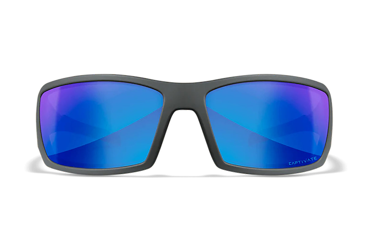 Wiley X SSTWI09 Twisted Safety Glasses Blue Mirror Lens Matte Gray Polycarbonate Frame M/L