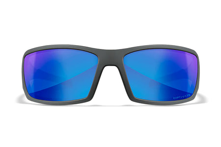 Wiley X SSTWI09 Twisted Safety Glasses Blue Mirror Lens Matte Gray Polycarbonate Frame M/L