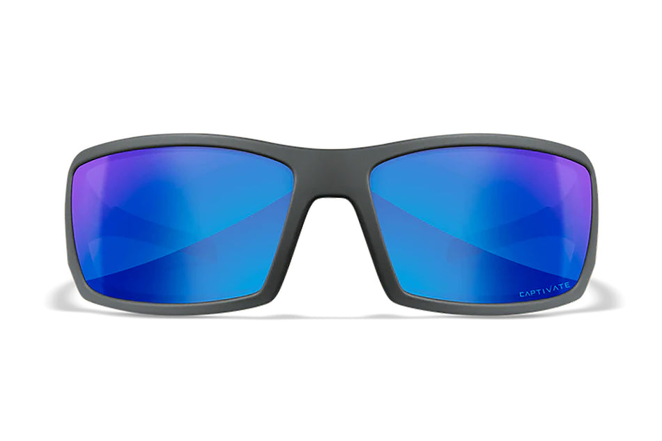 Wiley X SSTWI09 Twisted Safety Glasses Blue Mirror Lens Matte Gray Polycarbonate Frame M/L