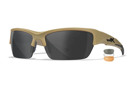 Wiley X CHVAL06T Valor Safety Glasses Smoke Gray Clear Light Rust Lens Matte Tan Frame Medium