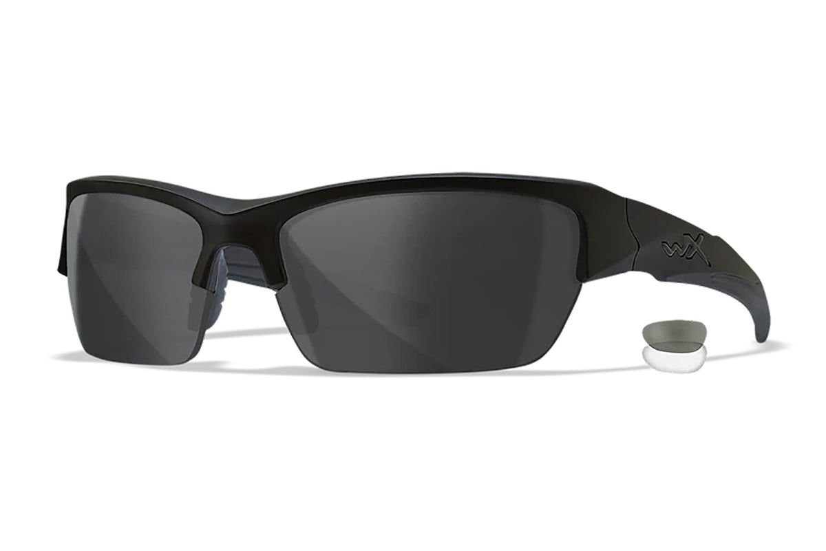 Wiley X CHVAL07 Valor Safety Glasses Smoke Gray Clear Lens Matte Black Polycarbonate Frame Medium