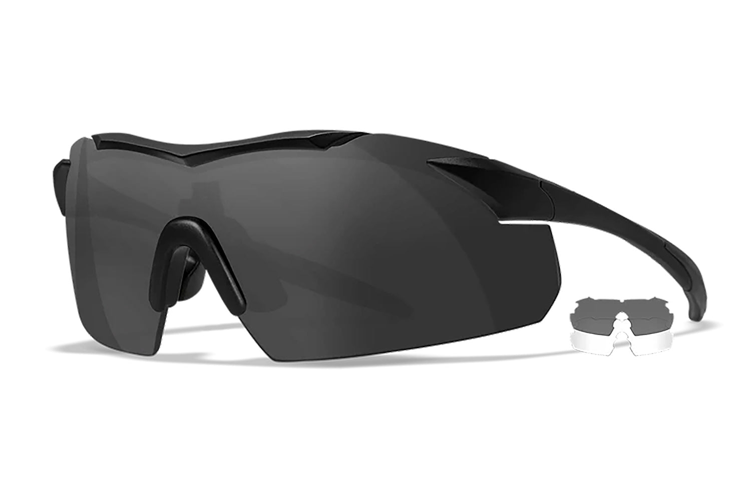 Wiley X 3501 Vapor Safety Glasses Smoke Gray Clear Lens Matte Black Polycarbonate Frame