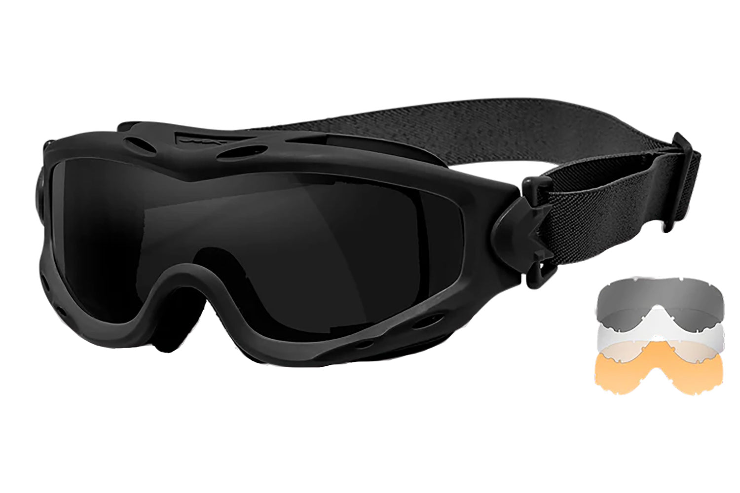 Wiley X SP293B Spear Ballistic Goggles Smoke Gray Clear Light Rust Lens Matte Black Frame