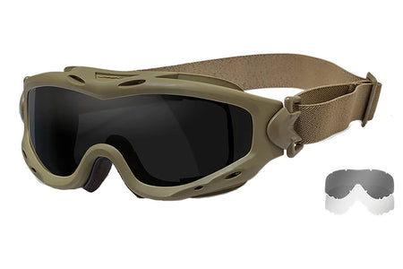 Wiley X SP29T Spear Ballistic Goggles Smoke Gray Polycarbonate Lens Tan Frame