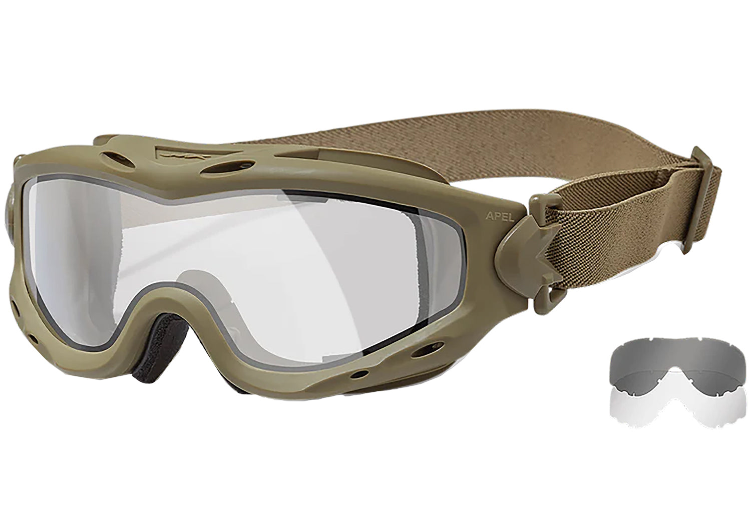 Wiley X SP30DLT Spear Apel Protective Goggles Clear Lens Tan Frame