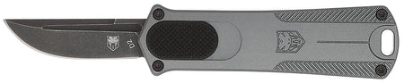 CobraTec Knives CALI952GRYDNS CA Compliant 952 OTF 1.75" Plain D2 Steel Drop Point Blade Gray Aluminum Handle