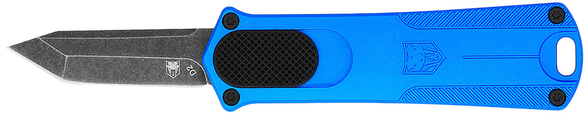 CobraTec Knives CALI952BLUTNS CA Compliant 952 OTF 1.75" Plain D2 Steel Tanto Blade Blue Aluminum Handle