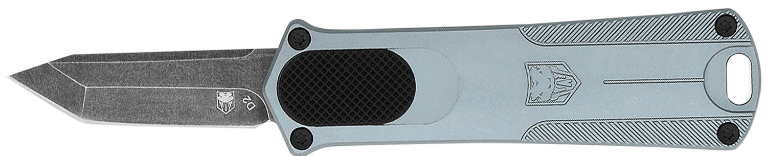CobraTec Knives CALI952GRYTNS CA Compliant 952 OTF 1.75" Plain D2 Steel Tanto Blade Gray Aluminum Handle