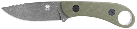 CobraTec SD2DNSODGGEN2 Skinner Gen II Fixed Plain Stonewashed D2 Steel Blade OD Green G10 Scales w/Finger Ring Includes Kydex Sheath