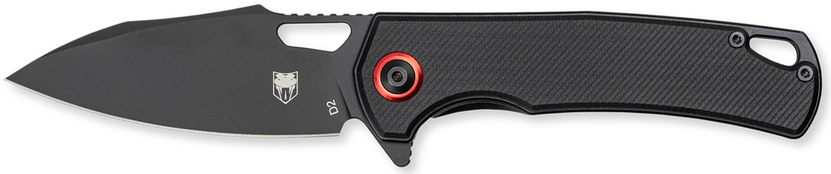 CobraTec CTWOLVERINEG10 Wolverine Liner Lock Folding Knife 3.13" D2 Steel Blade, Black Textured G10 Scales with Ball Bearings