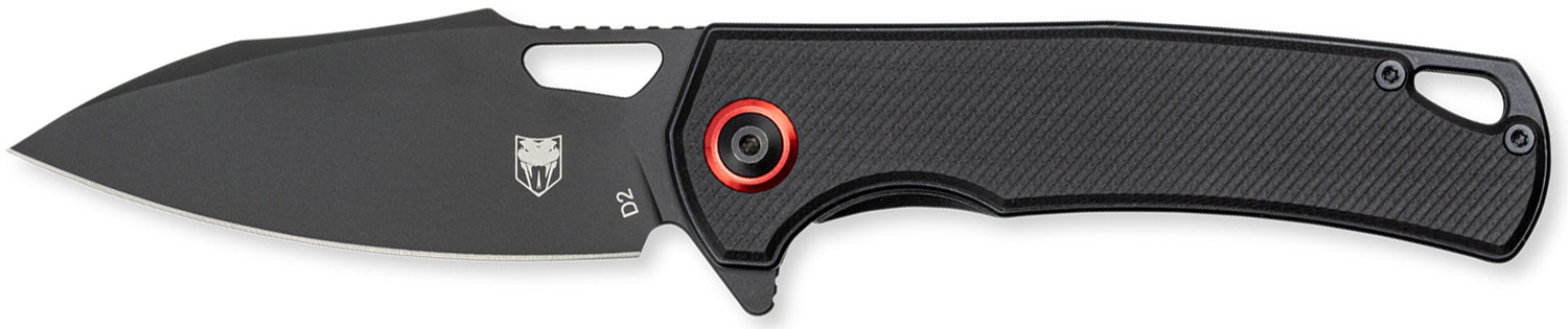 CobraTec CTWOLVERINEG10 Wolverine Liner Lock Folding Knife 3.13" D2 Steel Blade, Black Textured G10 Scales with Ball Bearings