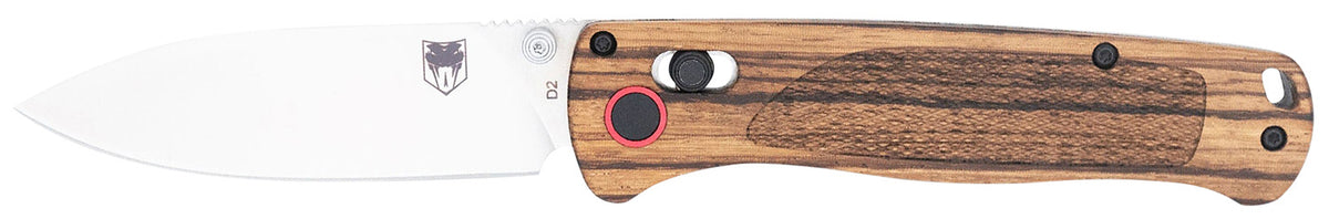 CobraTec CTZWDBLDNS Bar Lock Folder 3" D2 Satin Blade, Zebrawood Scales Aluminum Body Handle w/Pocket Clip