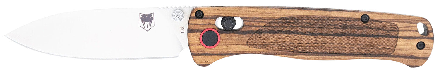 CobraTec CTZWDBLDNS Bar Lock Folder 3" D2 Satin Blade, Zebrawood Scales Aluminum Body Handle w/Pocket Clip