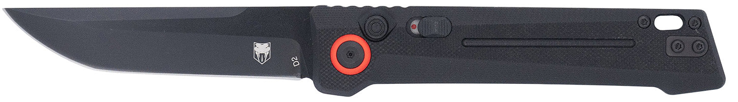 CobraTec CTIFRBLK Inferno Automatic OTF 3.50" Tanto D2 Black TiCN Blade, Black Textured Handle Sliding Safety Lanyard Hole