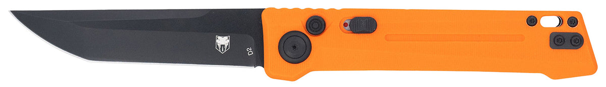 CobraTec CTIFRORG Inferno Automatic OTF 3.50" Tanto D2 Black TiCN Blade, Blaze Orange Textured Handle Sliding Safety Lanyard Hole