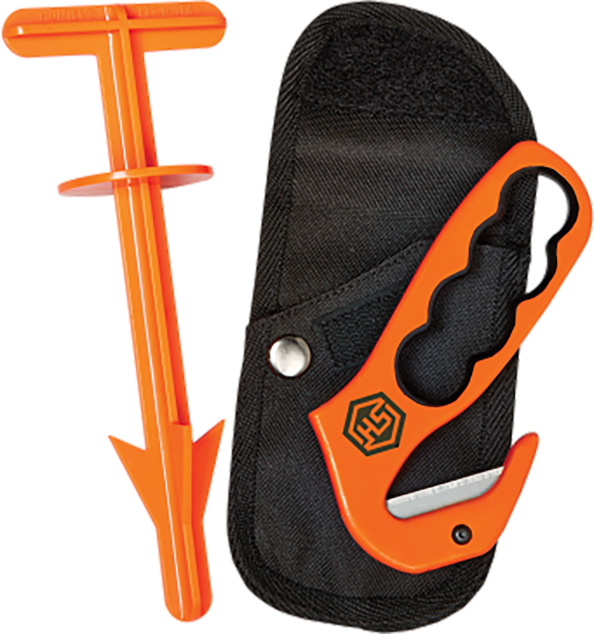 HS HS-01610 Butt Hook Combo Field Dressing Set Gut Hook 5.7" Blaze Orange Replaceable Blade with Carry Pouch