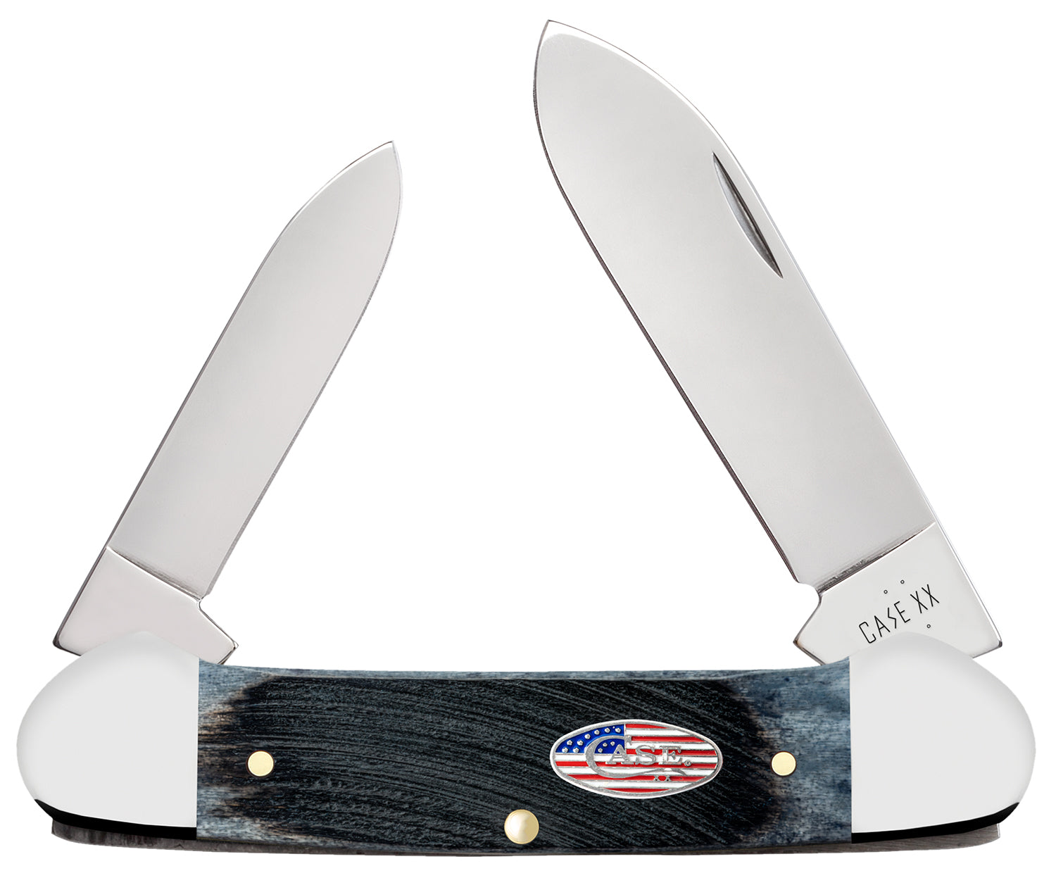 Case 53065 Canoe Stars & Stripes Pocket Knife, 2.60" Spear/1.97" Pen Tru-Sharp SS Blades, Gray Bone Handle