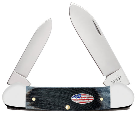Case 53065 Canoe Stars & Stripes Pocket Knife, 2.60" Spear/1.97" Pen Tru-Sharp SS Blades, Gray Bone Handle