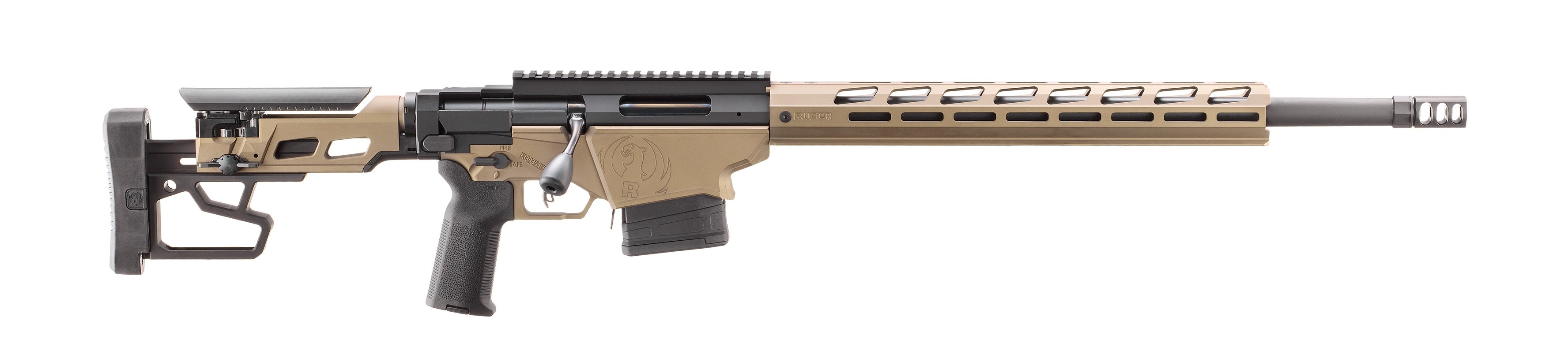 Ruger 18105 Precision 6.5 PRC 10+1 26" Black Threaded Barrel, Smoked Bronze Cerakote Picatinny Rail Stainless Steel Receiver, M-LOK Handguard, Adj Folding Black Stock, Black Magpul K2-XL Grip