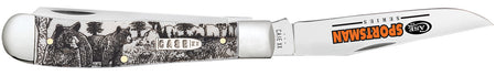 Case 81223 Sportsman Trapper Two-Blade Folding Knife, 3.24" Clip/3.27" Spey SS Blades, Natural Bone Handle