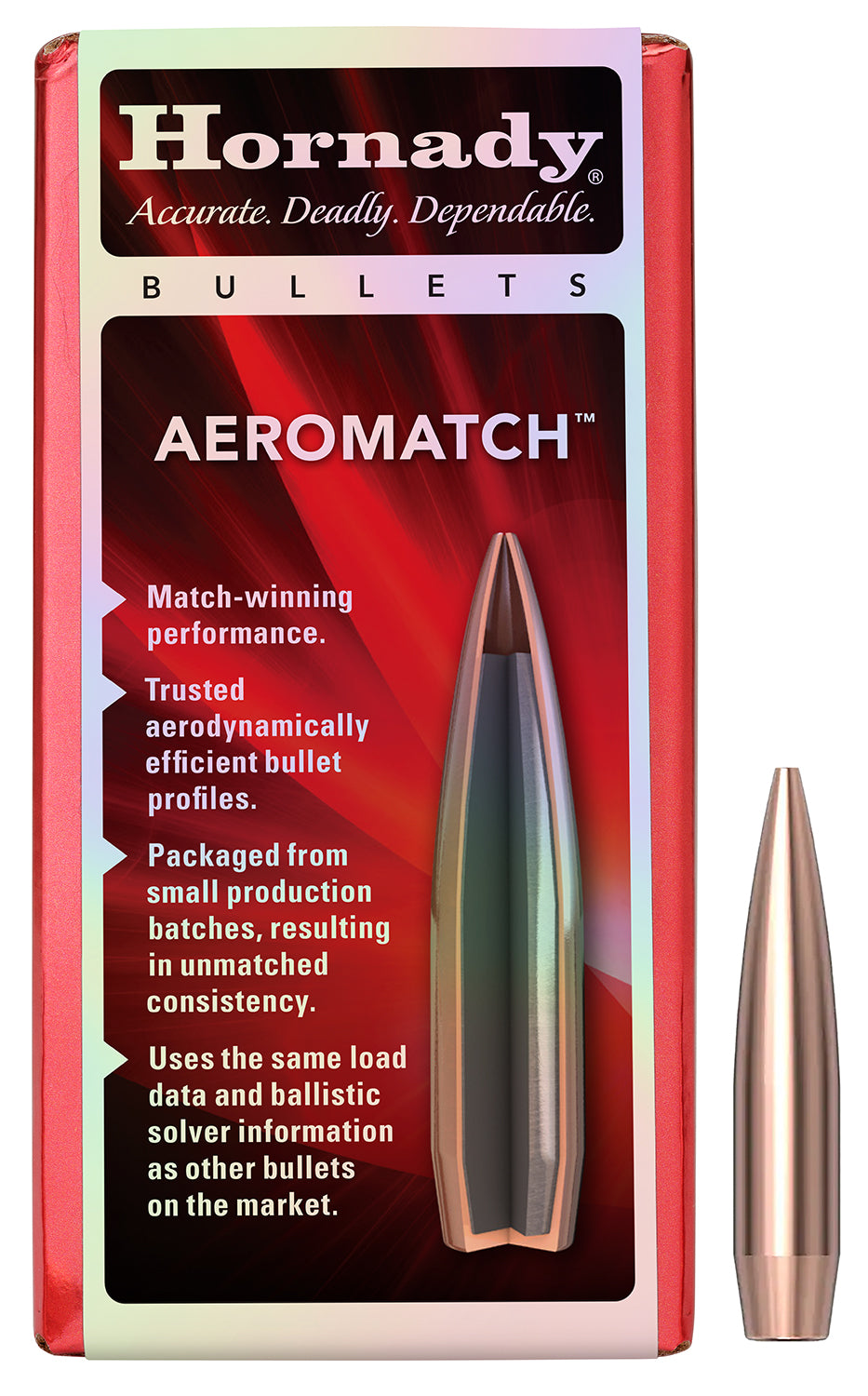 Hornady 30507 Aeromatch .30 Caliber 168 Grain HPBT Bullets Box of 100