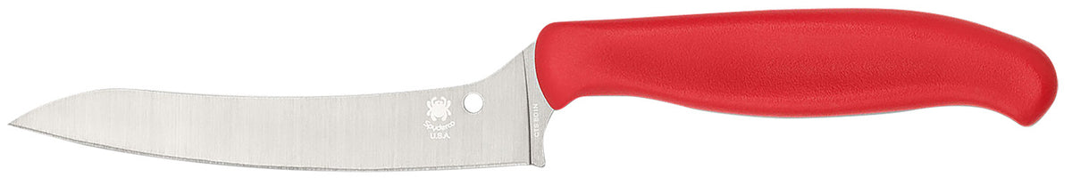 Spyderco K14PRD Z-Cut Pointed 4.40" Fixed Stonewashed CTS BD1N Stainless Blade, Red Polypropylene Ergonomic Handle