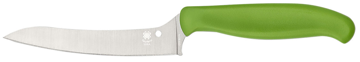 Spyderco K14PGN Z-Cut Pointed 4.40" Fixed Stonewashed CTS BD1N Stainless Blade, Green Polypropylene Ergonomic Handle