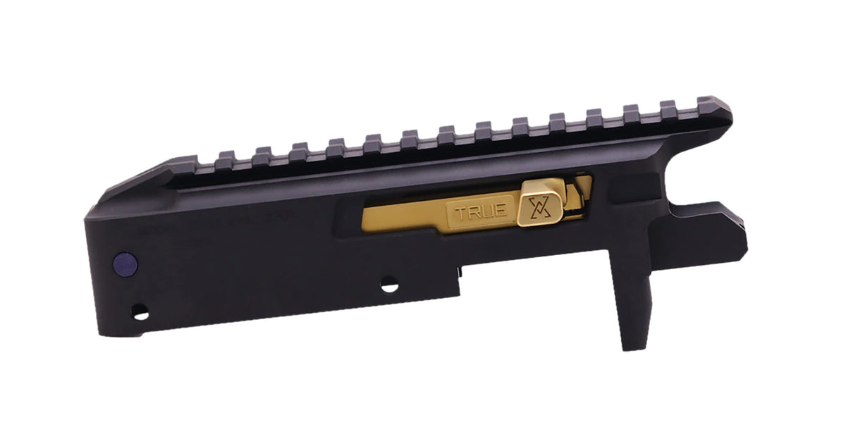 True Precision Inc TP/22 Black Anodized Aluminum Receiver Set with Gold Bolt