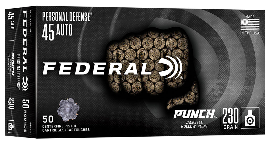 Federal .45 ACP/Auto Punch 230 grain Jacketed Hollow Point ammunition