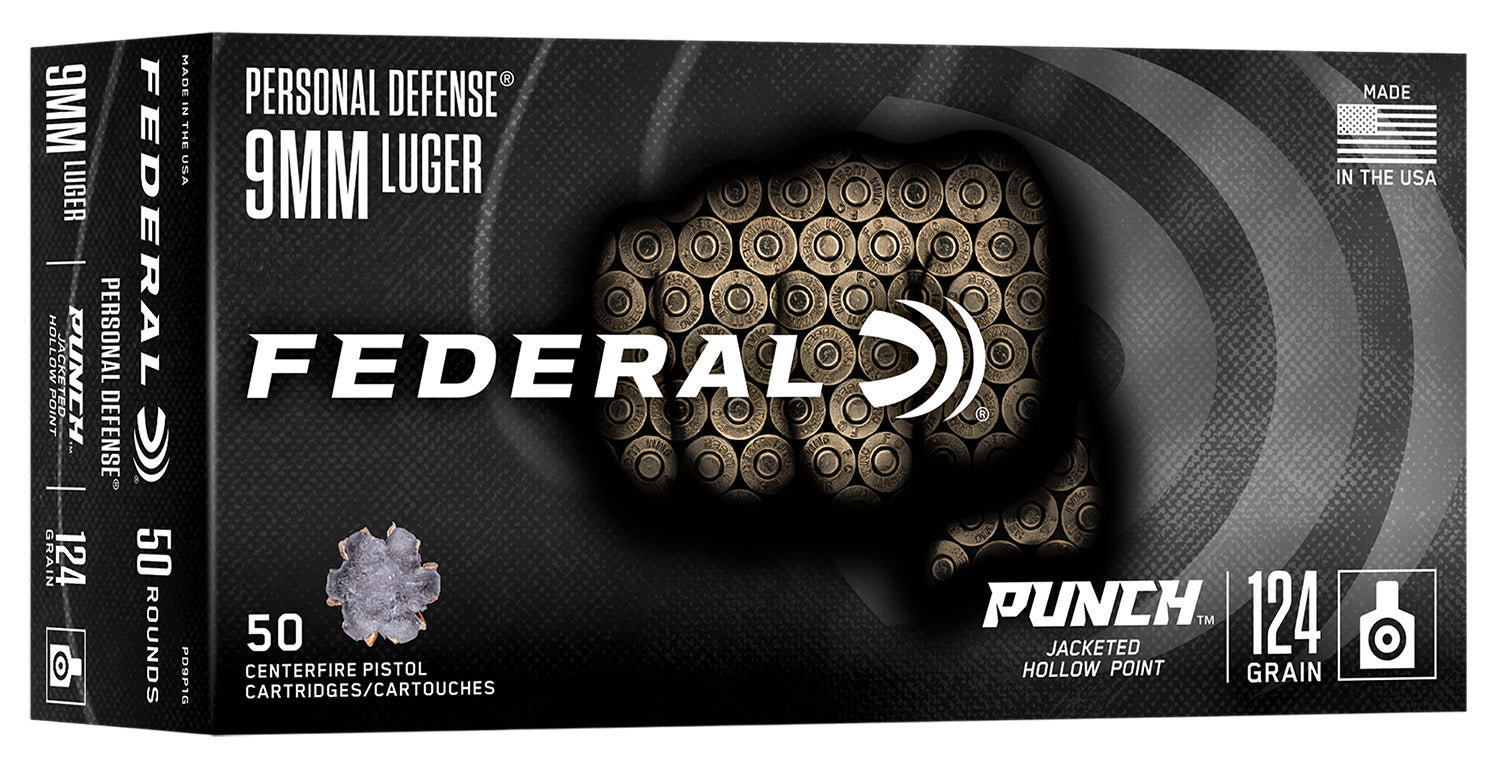 Federal 9mm Luger / Parabellum PUNCH 124 grain Jacketed Hollow Point ammunition
