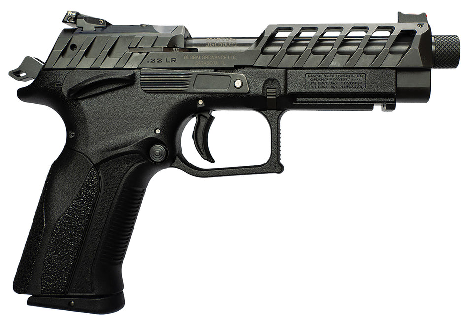 Grand Power 8588005808682 K22 X-Trim Mk23 22 LR 10+1 4.25" Black Barrel, Black Optic Cut/Serrated Slide, Black Steel Frame w/Beavertail, Interchangeable Backstrap Grip