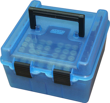 MTM Case-Gard R100MAG24 100 Round Deluxe Rifle Ammo Box Blue with Carry Handle