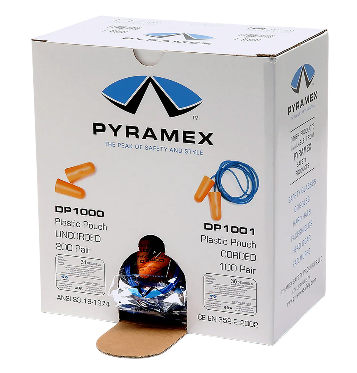 Pyramex DP1000 Hearing Protection Foam Earplugs 32 dB Orange 200 Pair