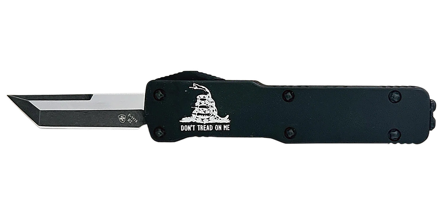 Templar CADTOM221 California Legal OTF Tanto Don't Tread On Me Design Black Aluminum Handle with D2 Steel Blade