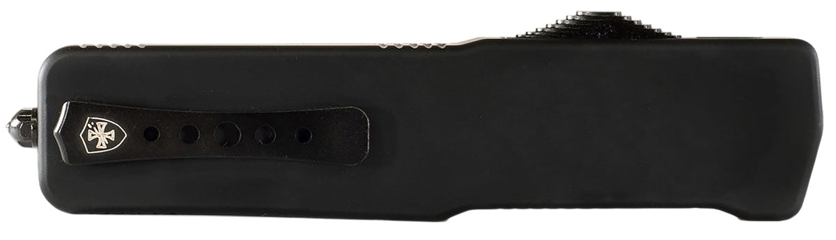 Templar MZBR321 Weighted Slim OTF Drop Point Plain Black Oxide Powder Coated D2 Blade, Aluminum Zinc Alloy Handle