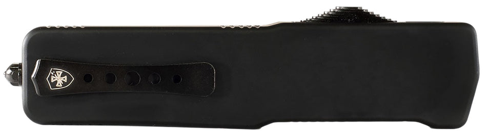 Templar MZBR321 Weighted Slim OTF Drop Point Plain Black Oxide Powder Coated D2 Blade, Aluminum Zinc Alloy Handle