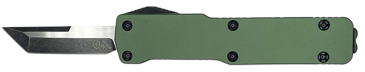 Templar Knife Premium LW Tanto 1.85" Out-The-Front Plain D2 Steel Blade 3.50" Green Anodized Handle California Legal