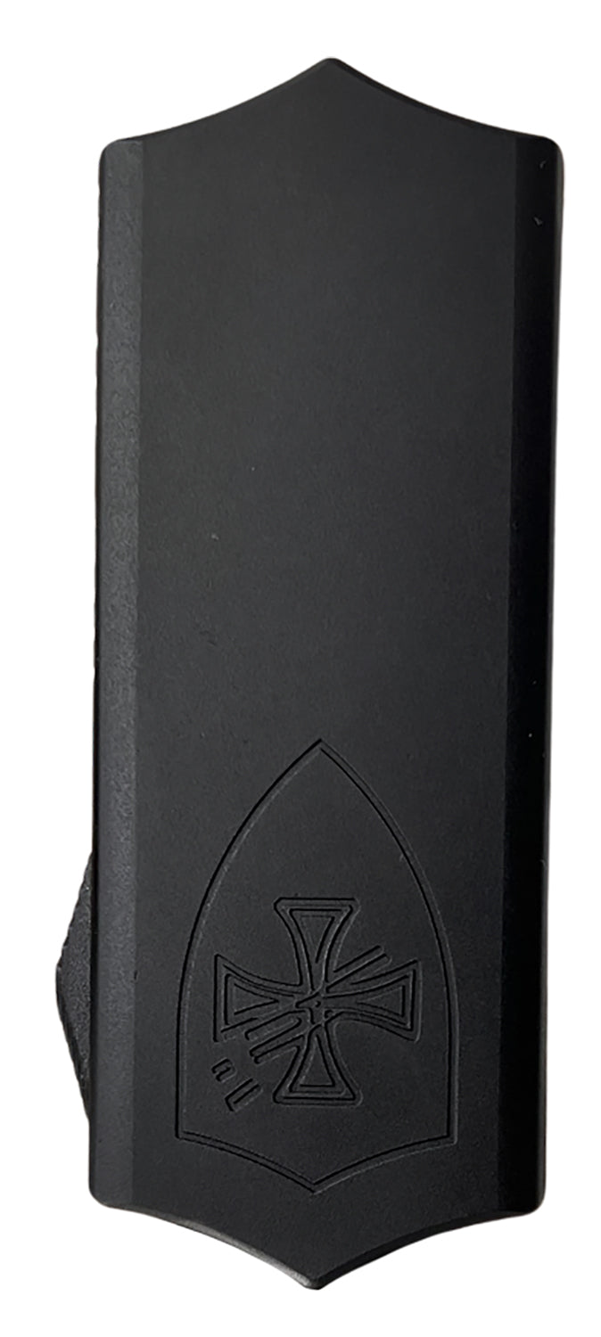 Templar Knife Excalibur Money Clip 1.90" Out-The-Front Plain Powder Coated D2 Blade Black Aluminum Handle