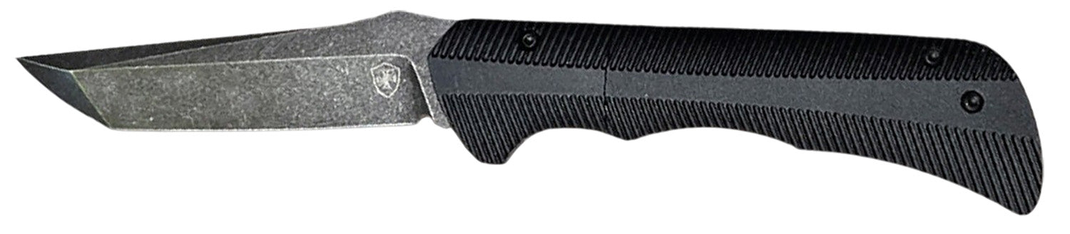 Templar Knife Auto Assist 3.25" Folder Tanto Plain Powder Coated D2 Blade Black Textured Aluminum Handle
