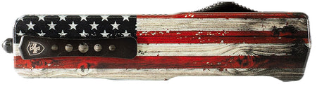 Templar Knife Premium Weighted Wood US Flag 3" Out-The-Front Tanto Plain D2 Blade 4.50" Painted Wood Grain Handle
