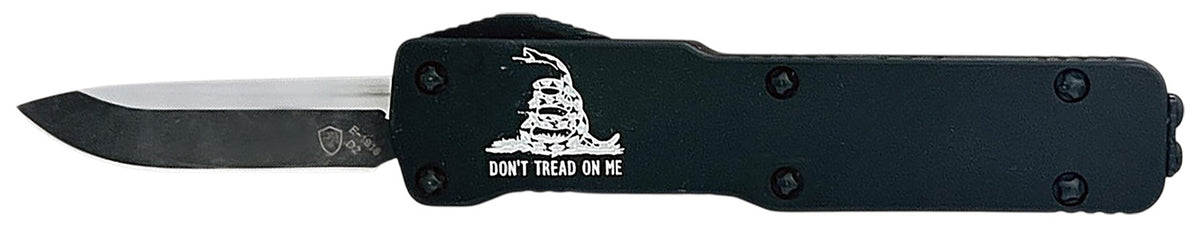 Templar Knife Premium LW DTOM Micro OTF 1.85" Drop Point Stonewashed D2 Blade, Black Aluminum Handle CA Legal