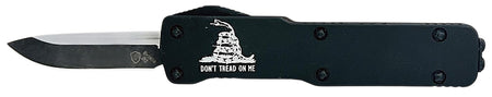 Templar Knife Premium LW DTOM Micro OTF 1.85" Drop Point Stonewashed D2 Blade, Black Aluminum Handle CA Legal