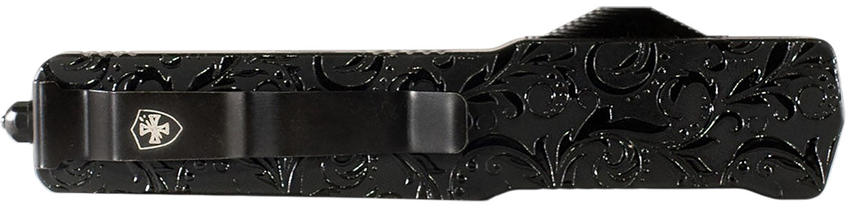 Templar Knife Premium LW Maiden Gloss Slim Out-The-Front Dagger Plain D2 Blade 5" Black Gloss Aluminum Handle