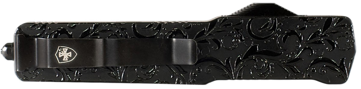Templar Knife Premium LW Maiden Gloss Slim Out-The-Front Dagger Part Serrated D2 Blade Black Gloss Aluminum Handle