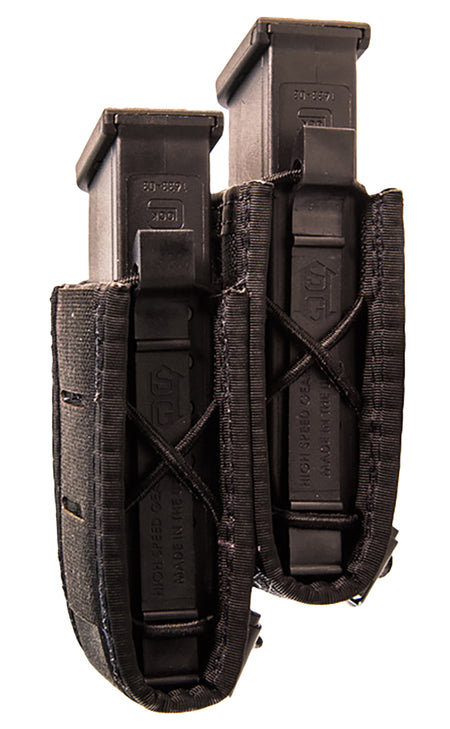 High Speed Gear TACO Staggered Dual Pistol Mag Pouch Black Nylon Laminate MOLLE