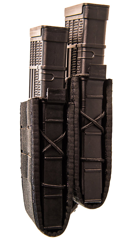 High Speed Gear TACO Staggered Double Pistol Mag Pouch Black Laminate MOLLE Mount